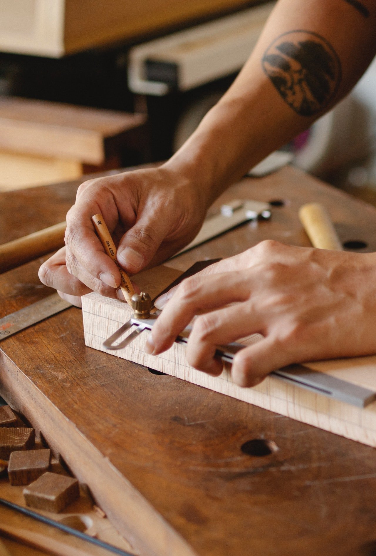 carpenter working with wood